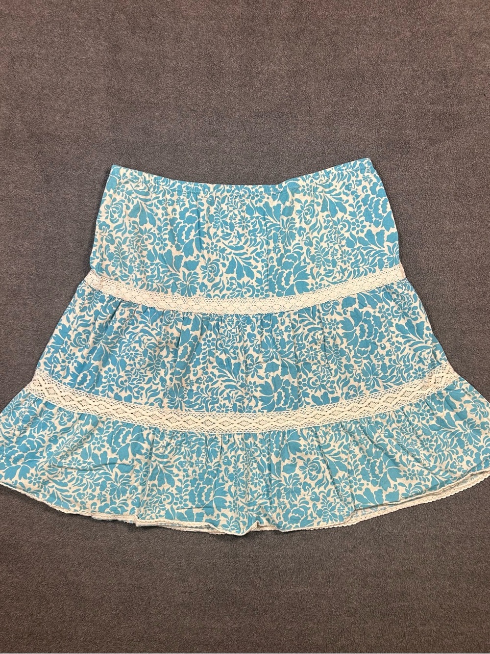 Blue Y2K Hawaiian Floral Skirt